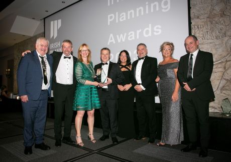 Celebrating the Ballyshannon Historic Towns Initiative winning the Urban Regeneration & Heritage Award at the Irish Planning Institute’s Irish Planning Awards at Clontarf Castle 